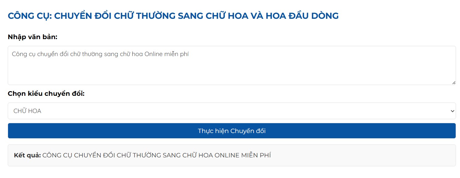 Công cụ chuyển đổi chữ thường sang chữ hoa Online miễn phí